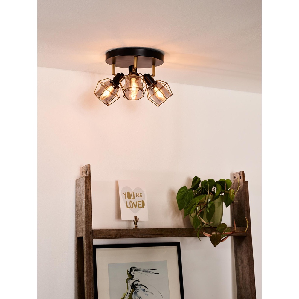 Lucide PlafondlampNila 3-lichts zwart - 77977/13/30